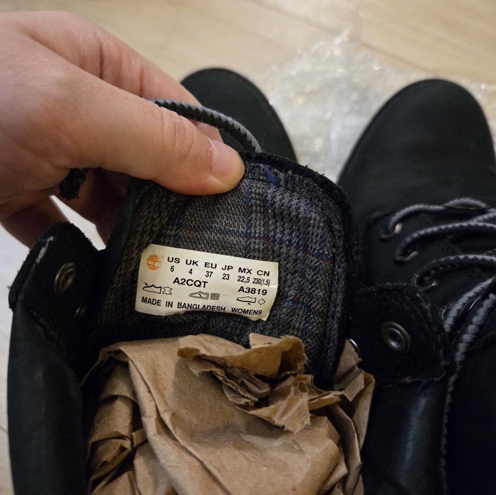 Timberland Black Lace-Up Boots Us6 - Picture 3 of 8